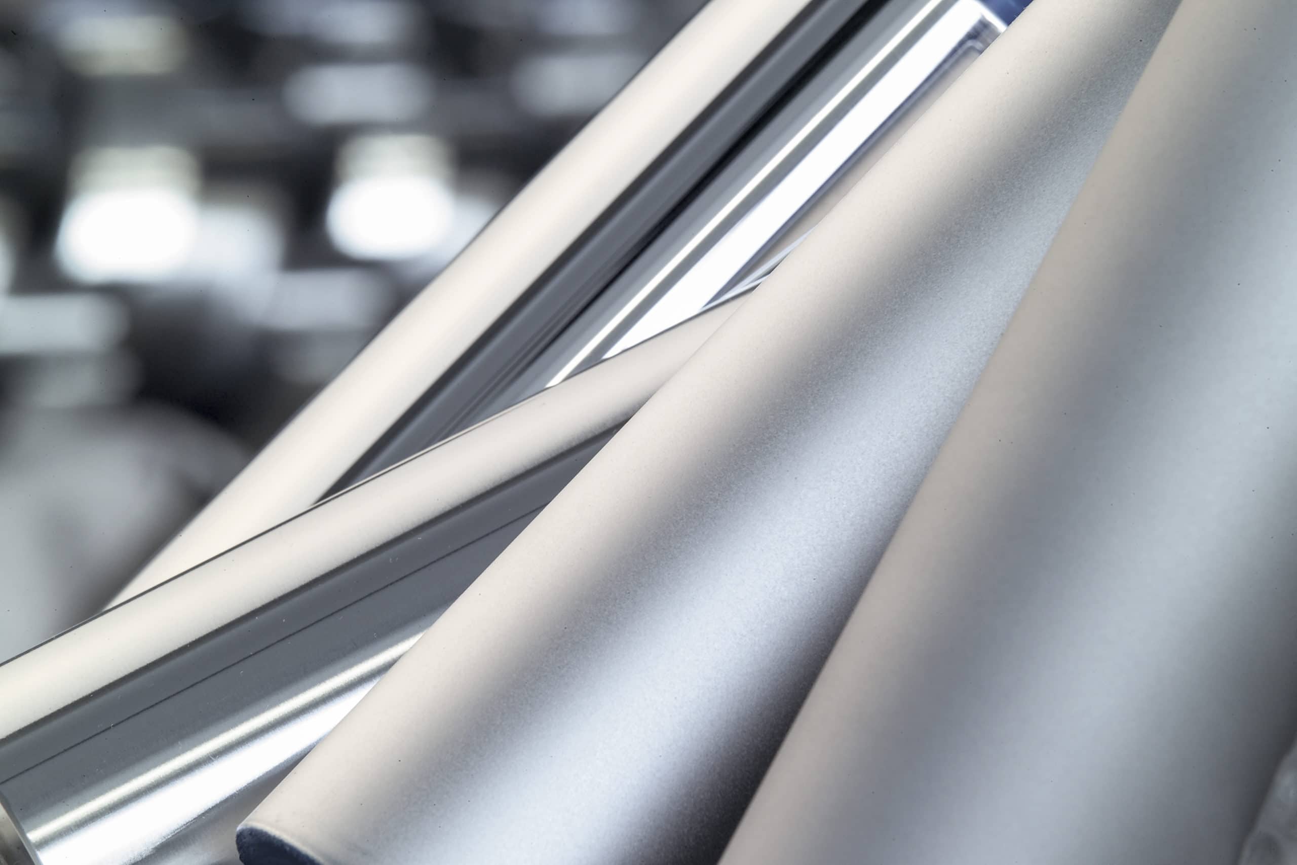 Blasted hard chrome plated rolls with different surface finishes