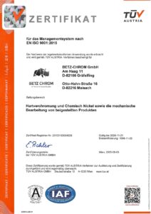 Zertifikat ISO 9001 Betz-Chrom GmbH
